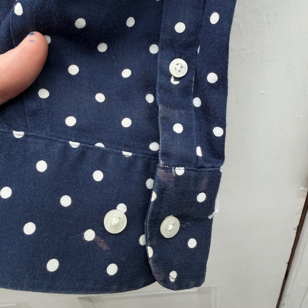 Chaps Navy Blue White Polka Dot Long Sleeve Button Down Shirt Blouse Women's XXL - Picture 5 of 5